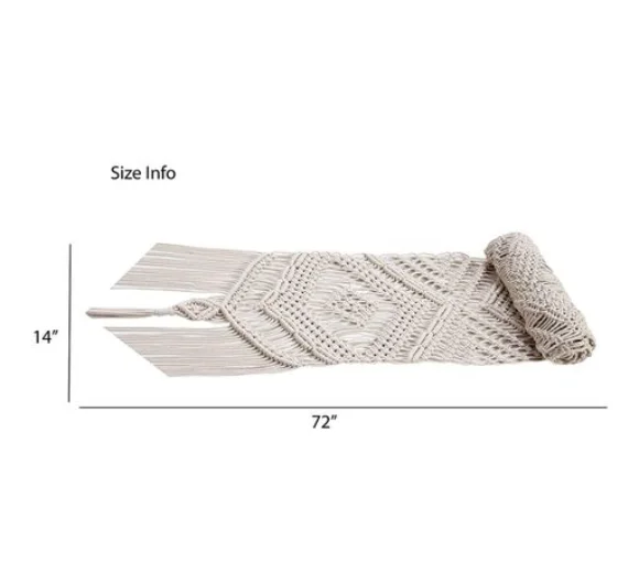 Unique Cotton Table Runner - Free Size, Cream, Cotton, Pack of1